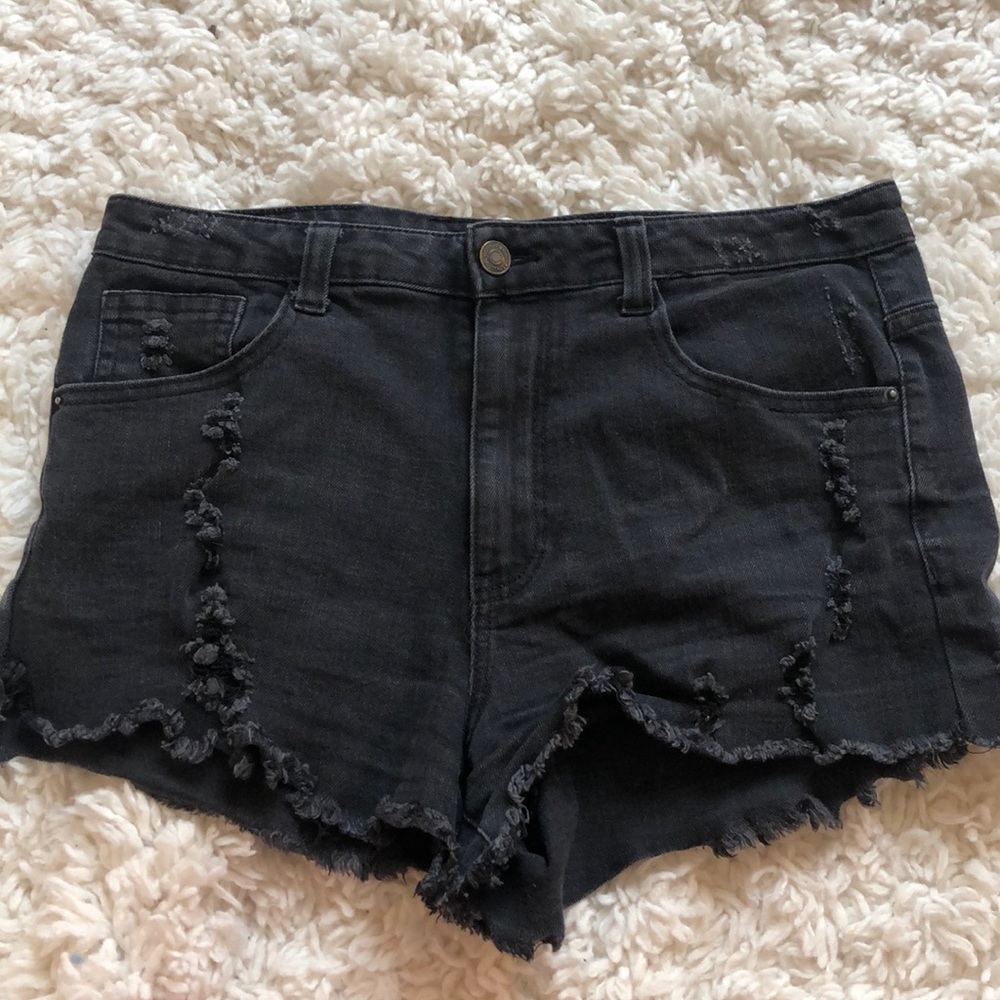 Black high waisted jean shorts